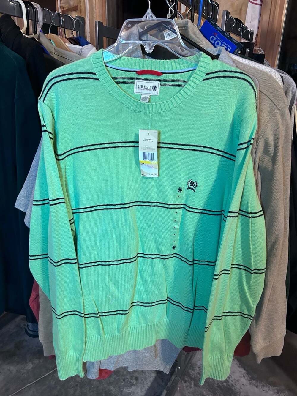 Vintage Crest by Tommy Hilfiger Green Striped Crewneck Sweater